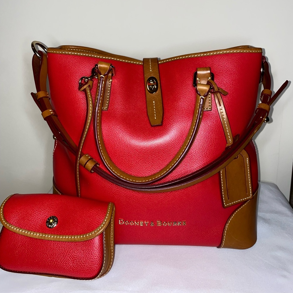 Dooney & Bourke Red Pebble Grain Handle Tote